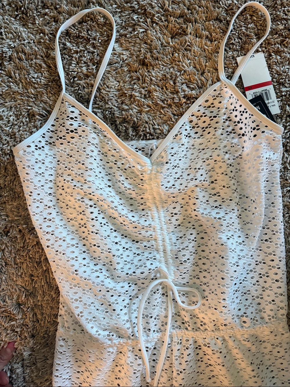 NWT Salt + Cove White Swim Coverup Romper with Tie Waist Sz XS - Picture 3 of 7